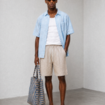 Relaxed Linen Shorts - Sand - front view