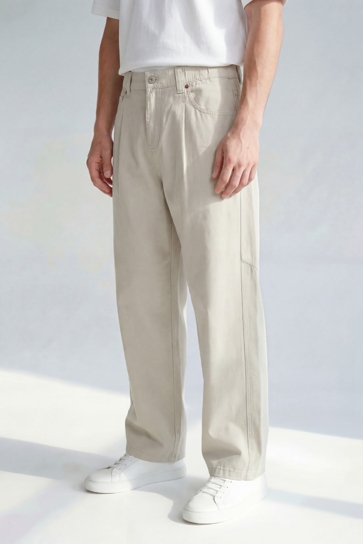 Workers Trousers - Bone - Flat Lay Side View
