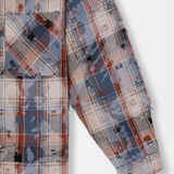 Distressed Flannel - Blue Plaid