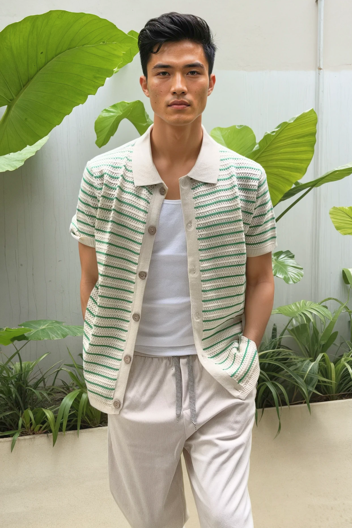 Elevate Button-Up - Mint Stripe