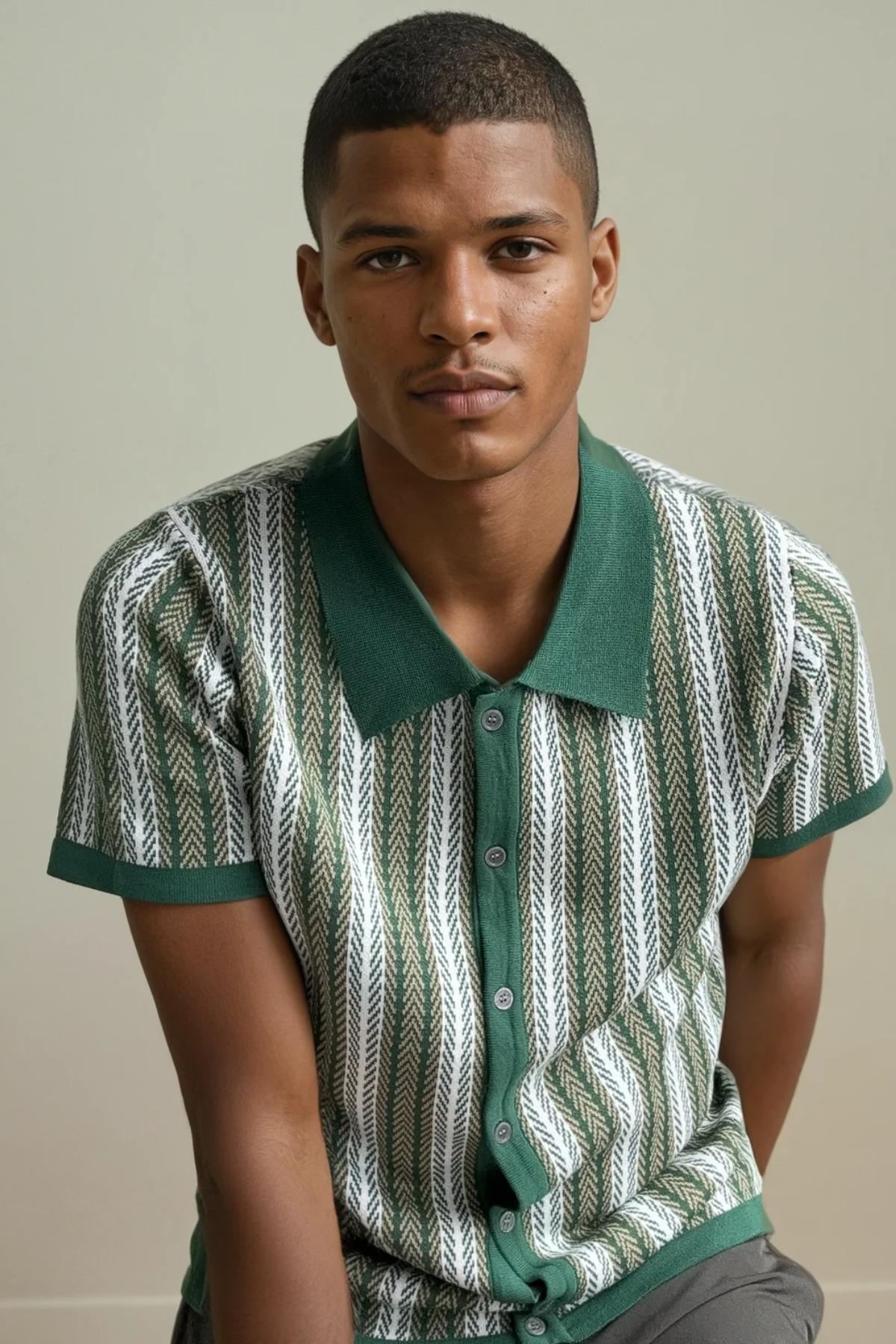 The Cadence Knit Polo - Forest