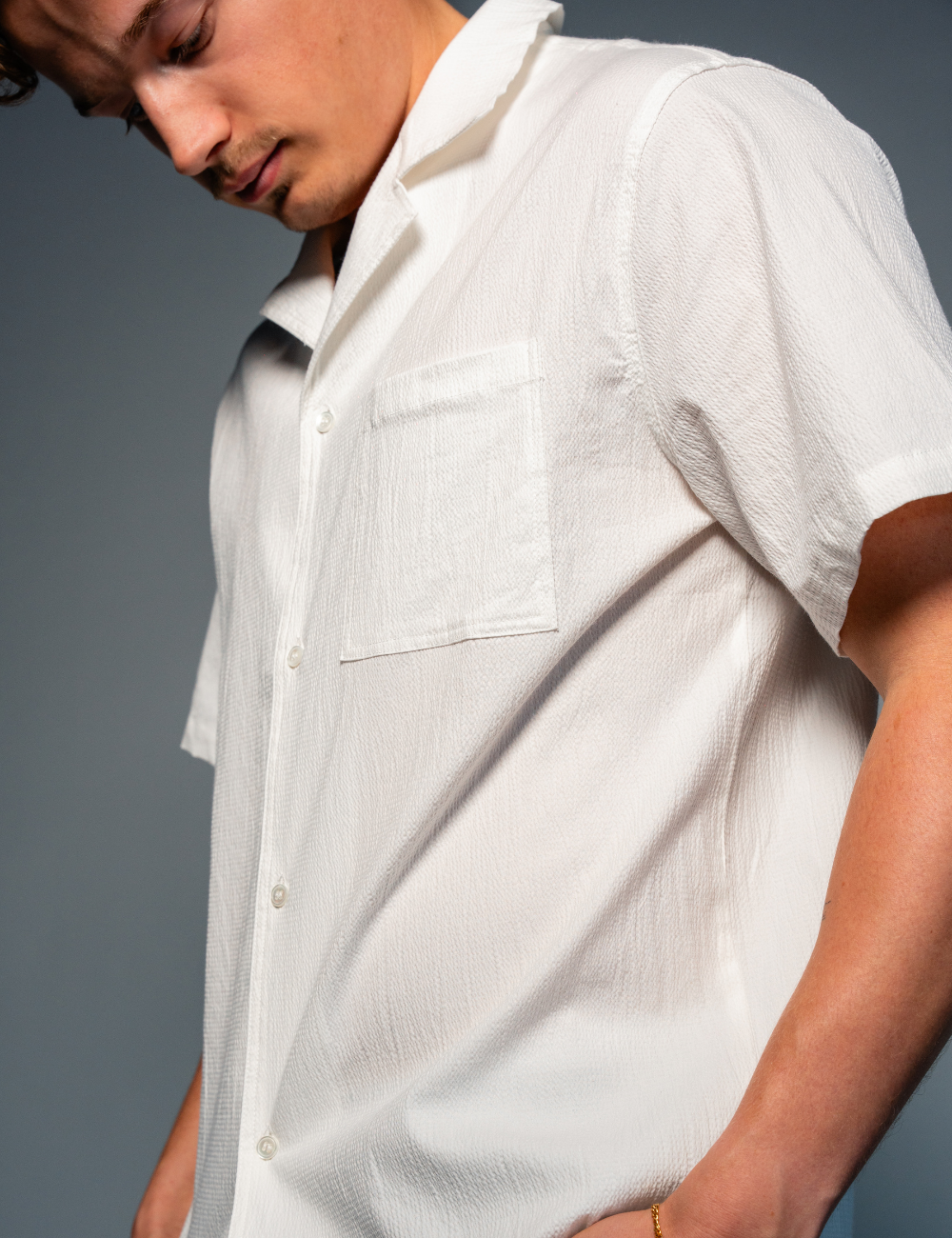 Hipland - Seersucker Shirt - Off-white
