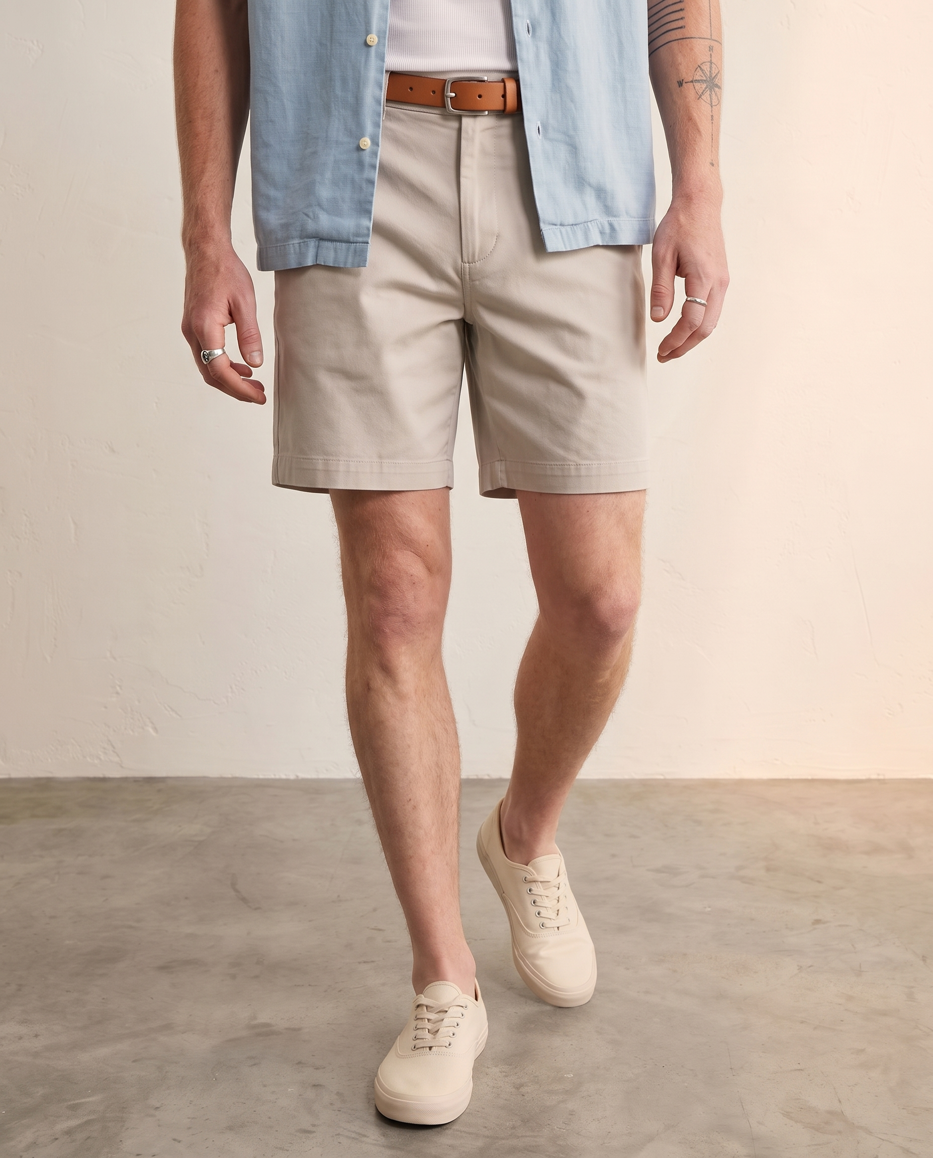 Lyocell-Cotton Chino Shorts - Apricot