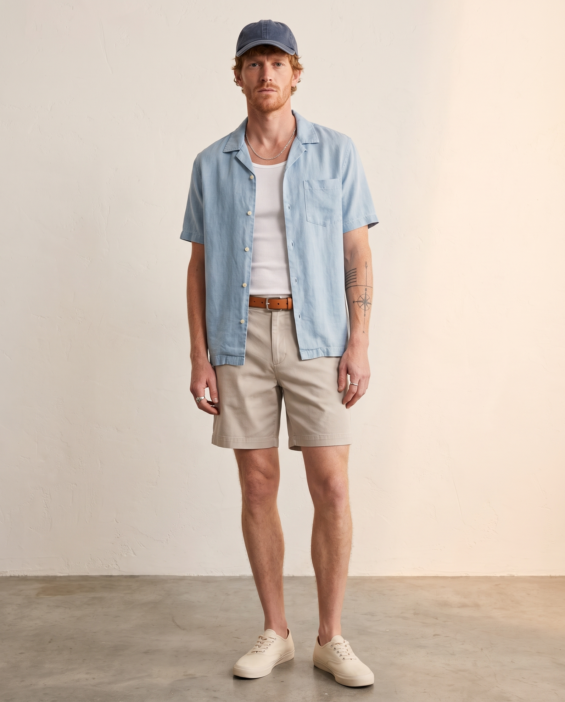 Lyocell-Cotton Chino Shorts - Apricot