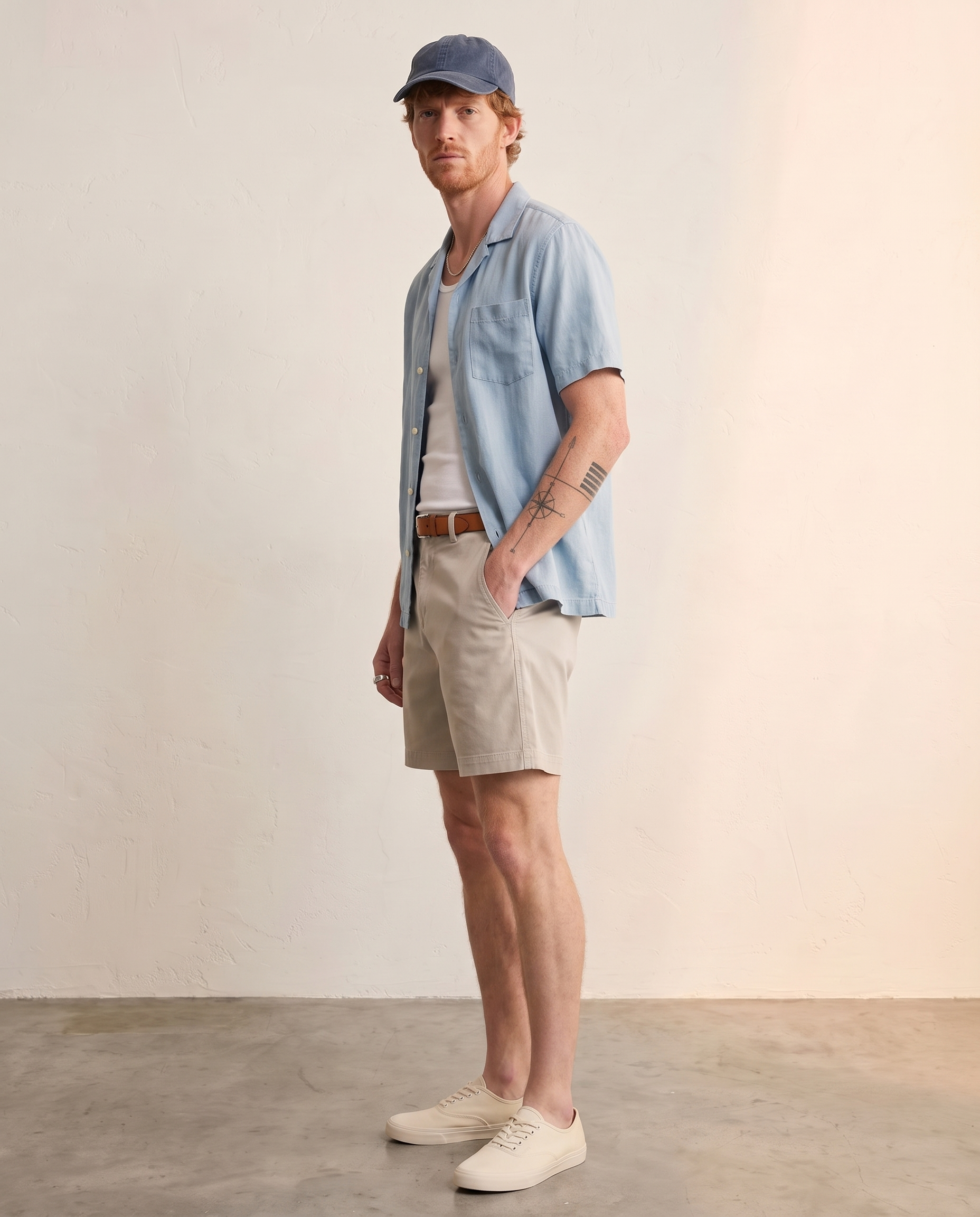 Lyocell-Cotton Chino Shorts - Apricot