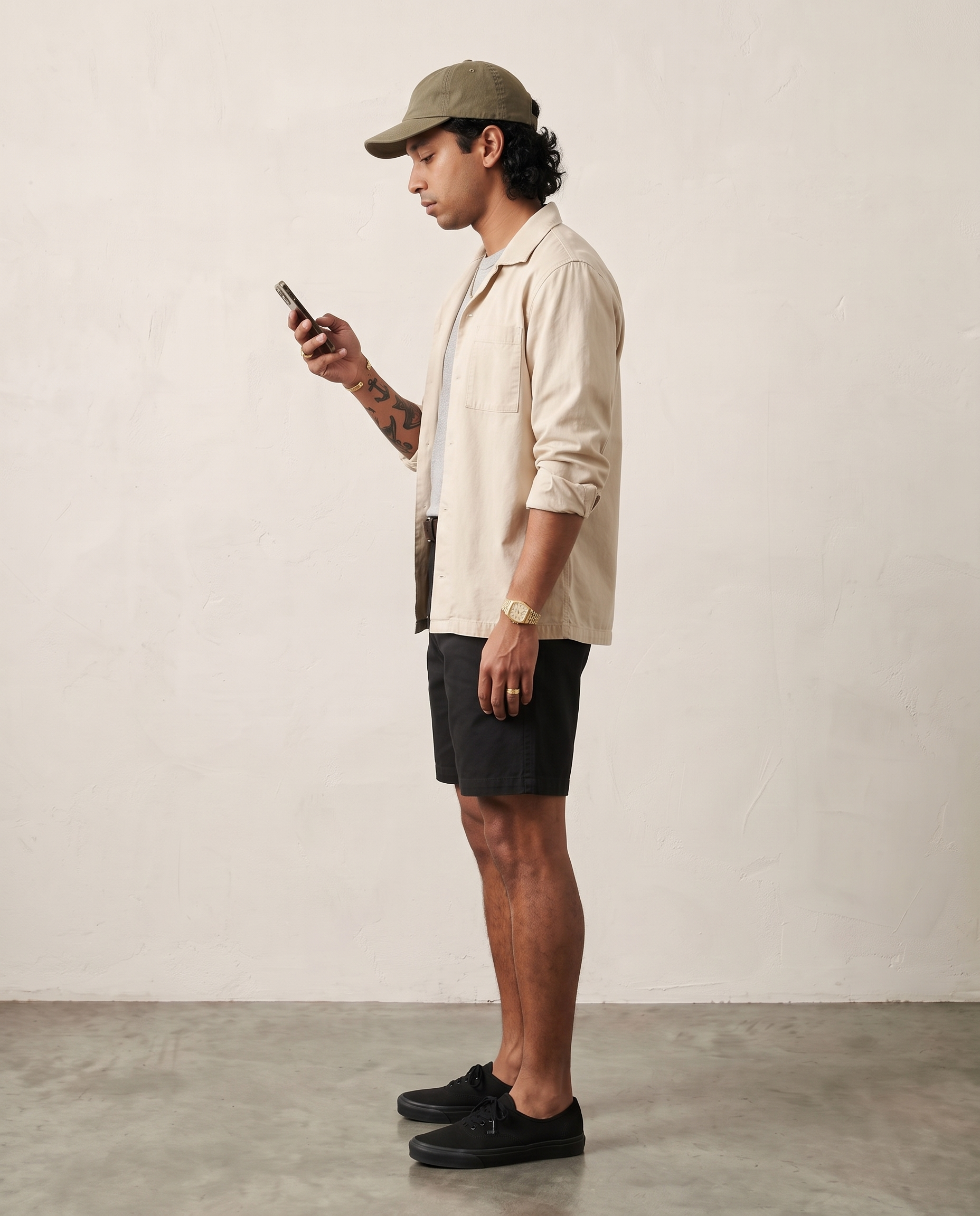 Lyocell-Cotton Chino Shorts - Black