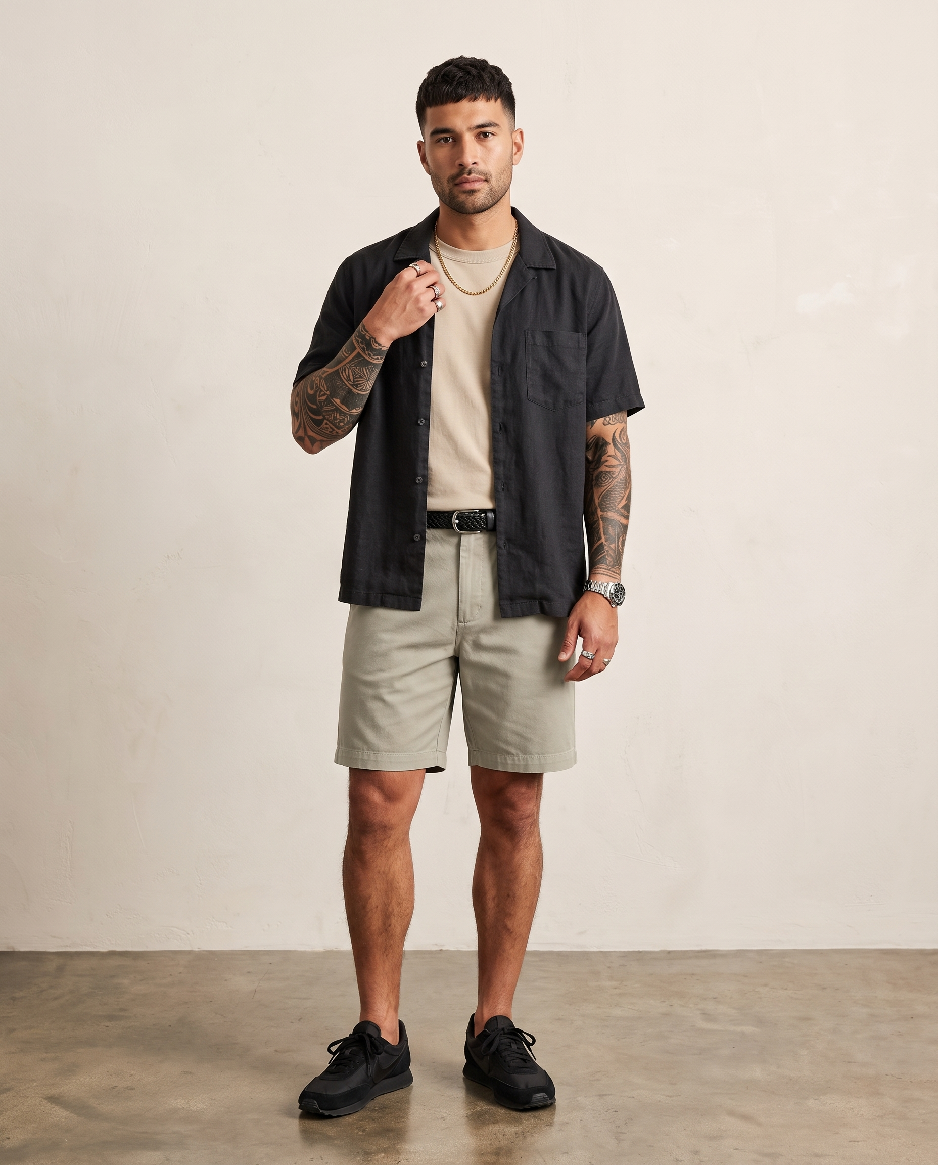 Lyocell-Cotton Chino Shorts - Khaki