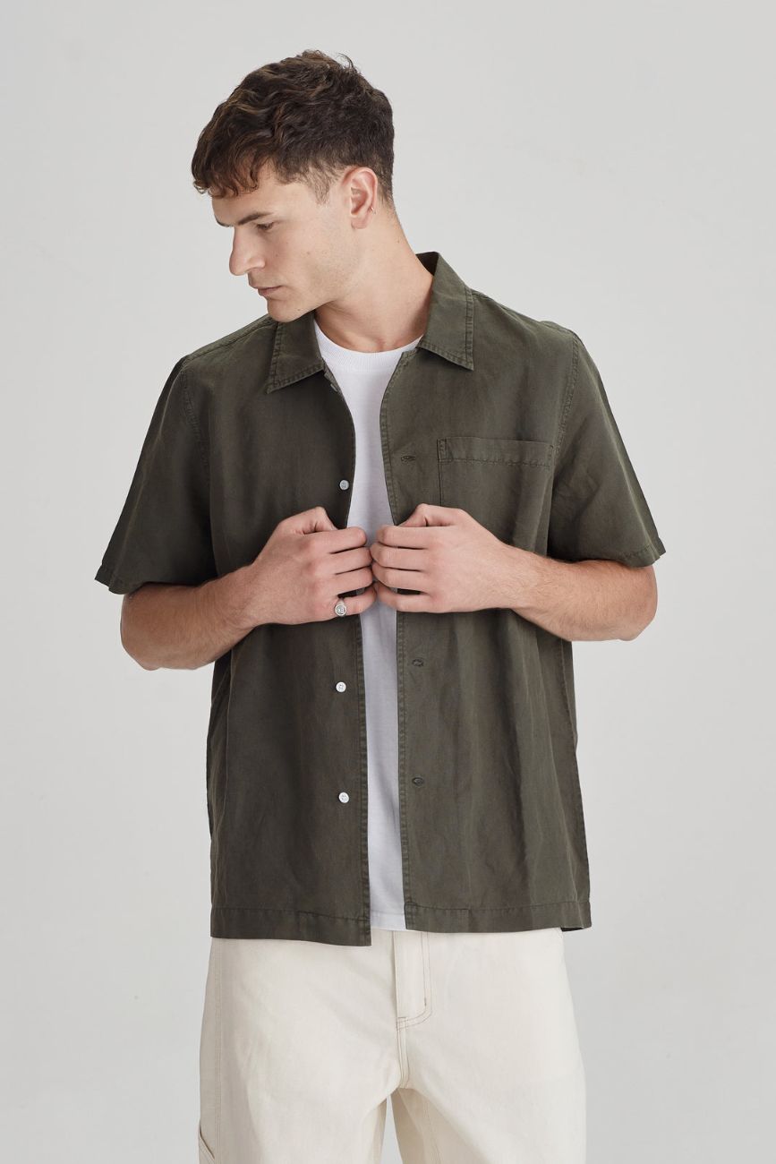 Commoners - Mens Campus SS Shirt - Olive Grey