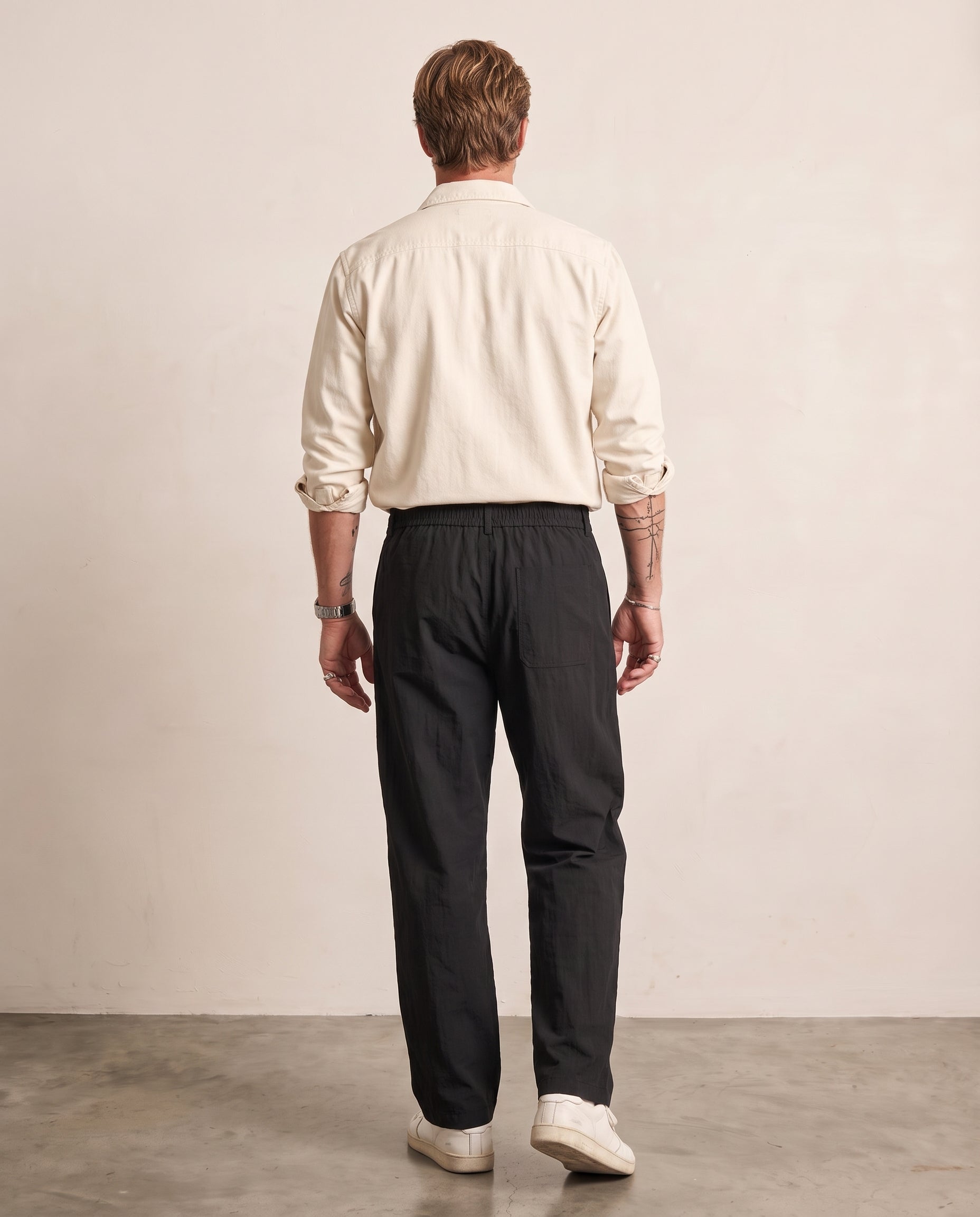 Hipland Pleated Lyocell-Nylon Trousers Black back