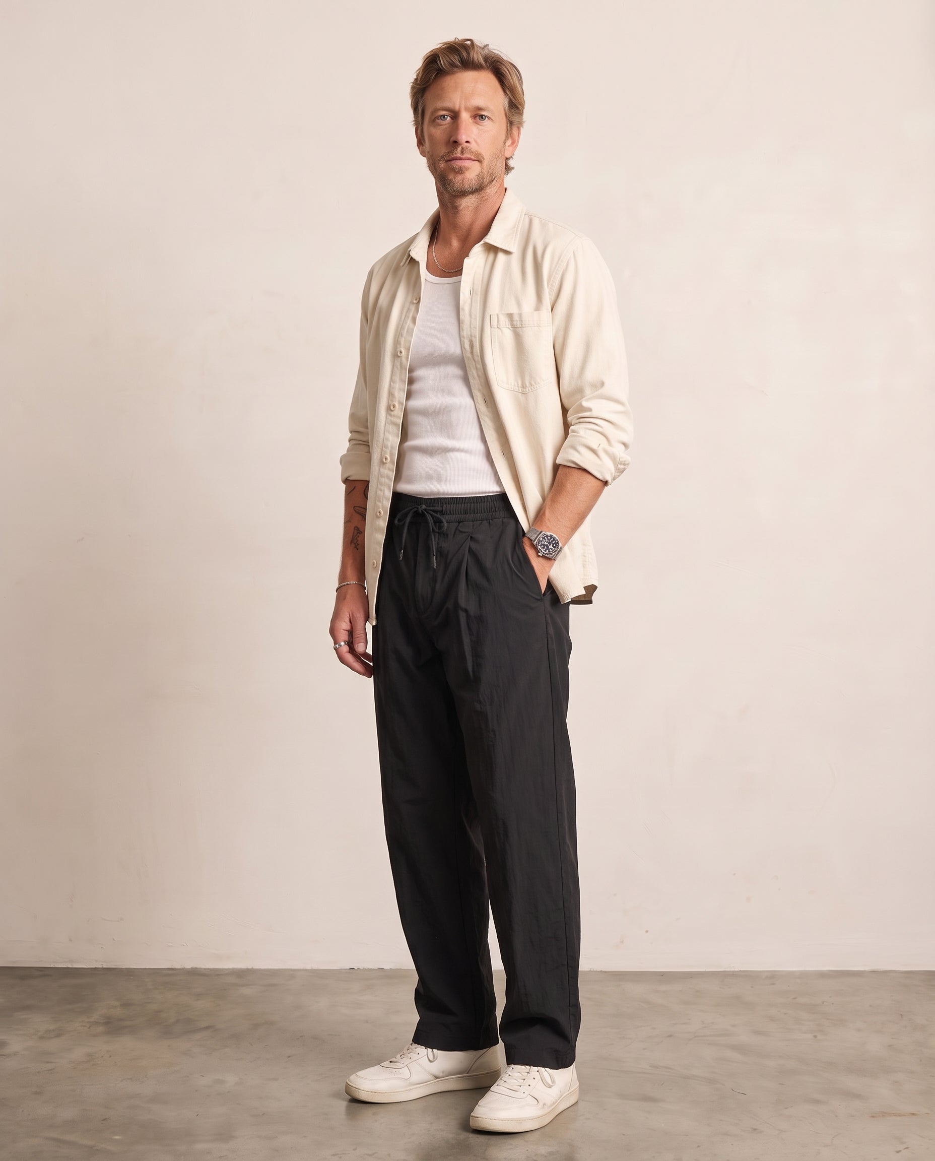 Hipland Pleated Lyocell-Nylon Trousers Black side