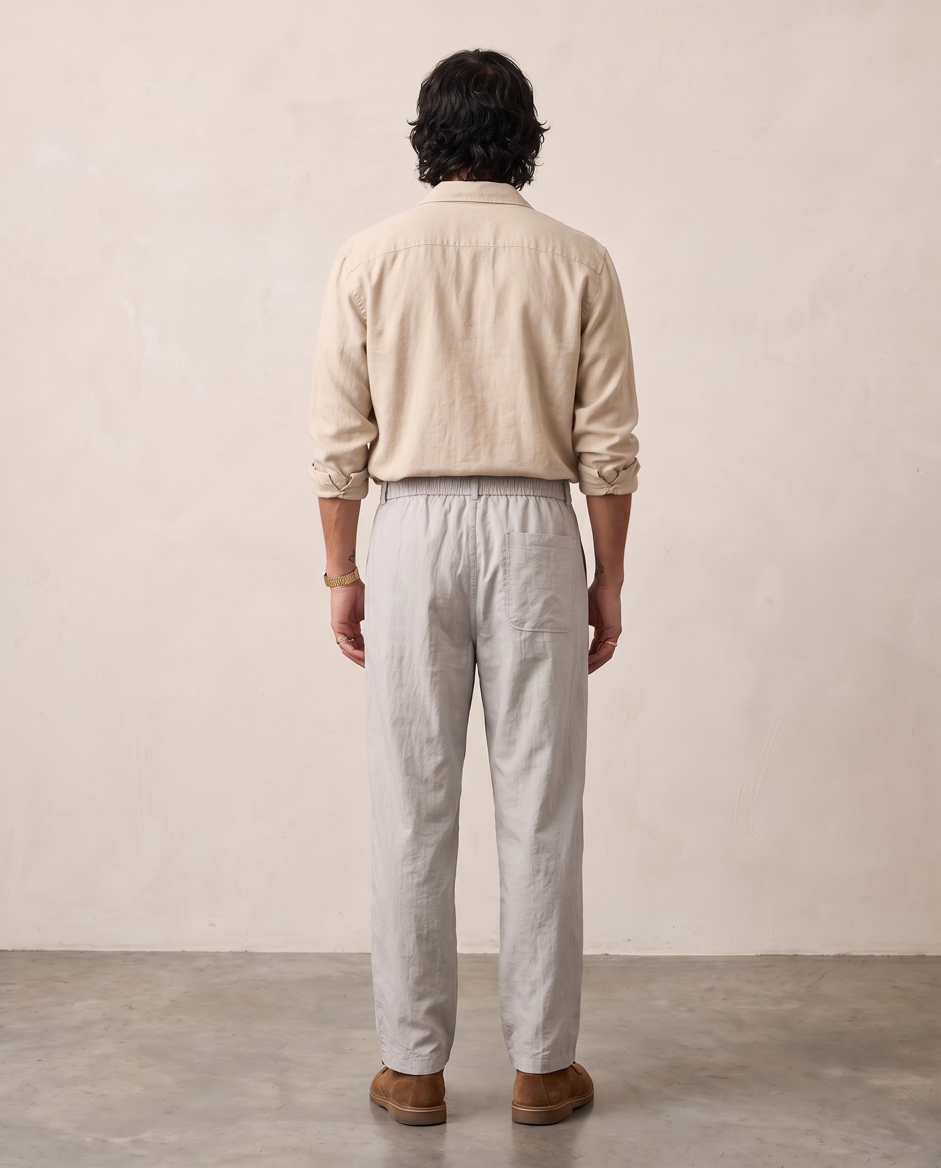 Pleated Lyocell-Nylon Trousers - Light Grey