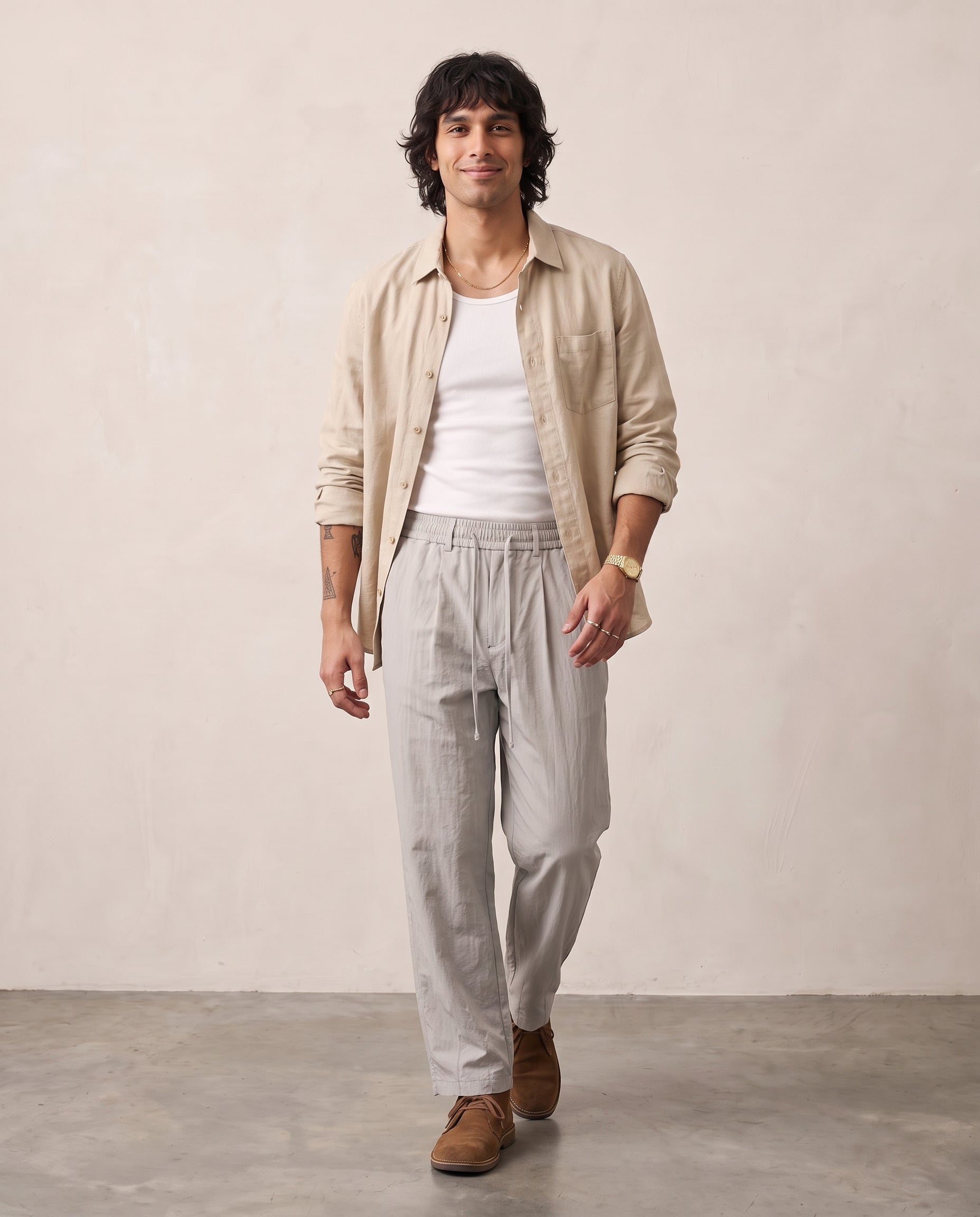 Pleated Lyocell-Nylon Trousers - Light Grey
