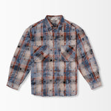 Distressed Flannel - Blue Plaid