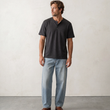 Relaxed Henley Tee - Black