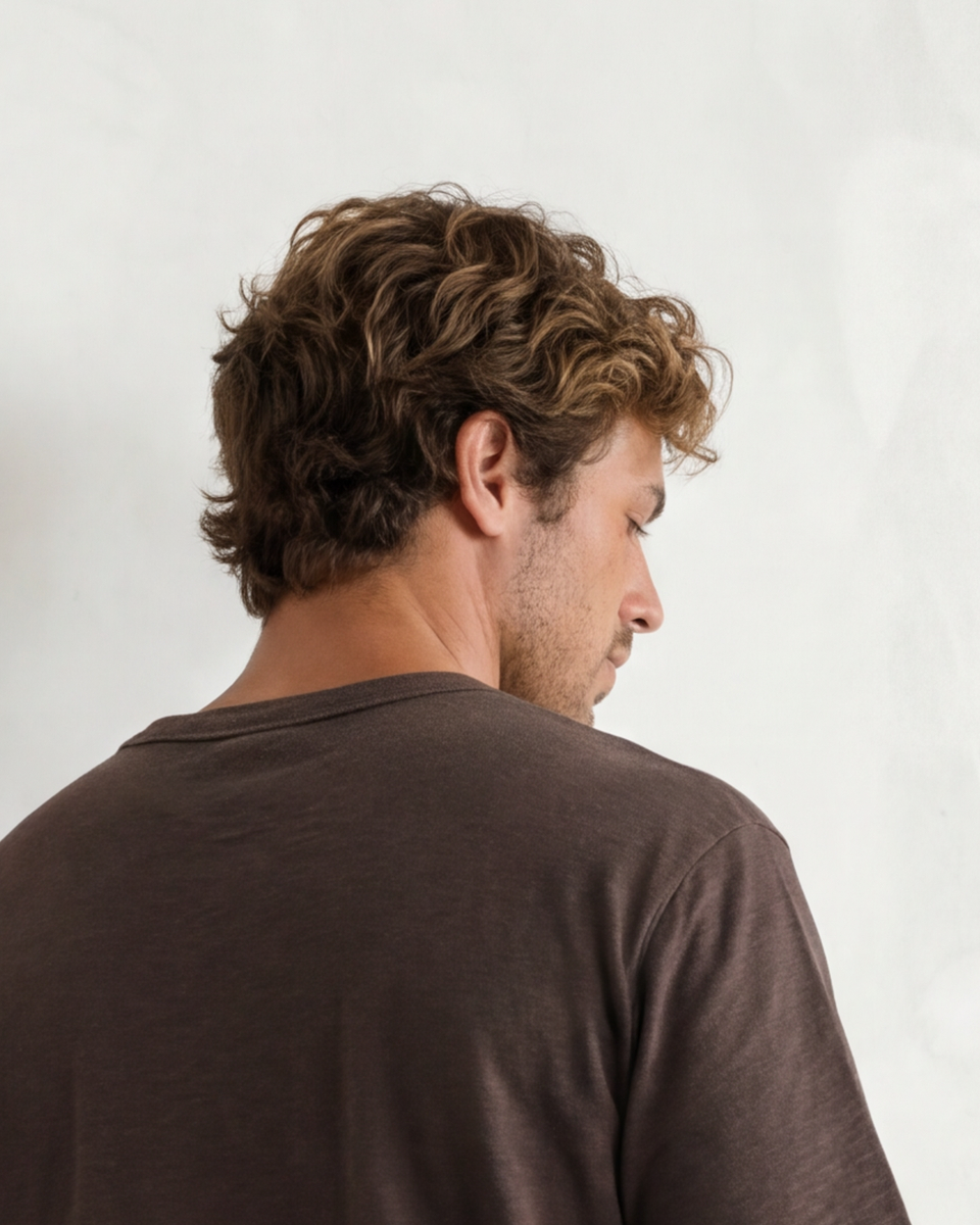 Relaxed Henley Tee - Coffee