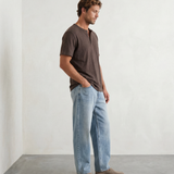 Relaxed Henley Tee - Coffee