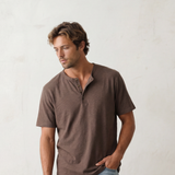 Relaxed Henley Tee - Coffee