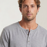Relaxed Henley Tee - Heather Grey