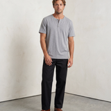 Relaxed Henley Tee - Heather Grey