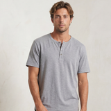 Relaxed Henley Tee - Heather Grey