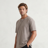 Relaxed Henley Tee - Khaki