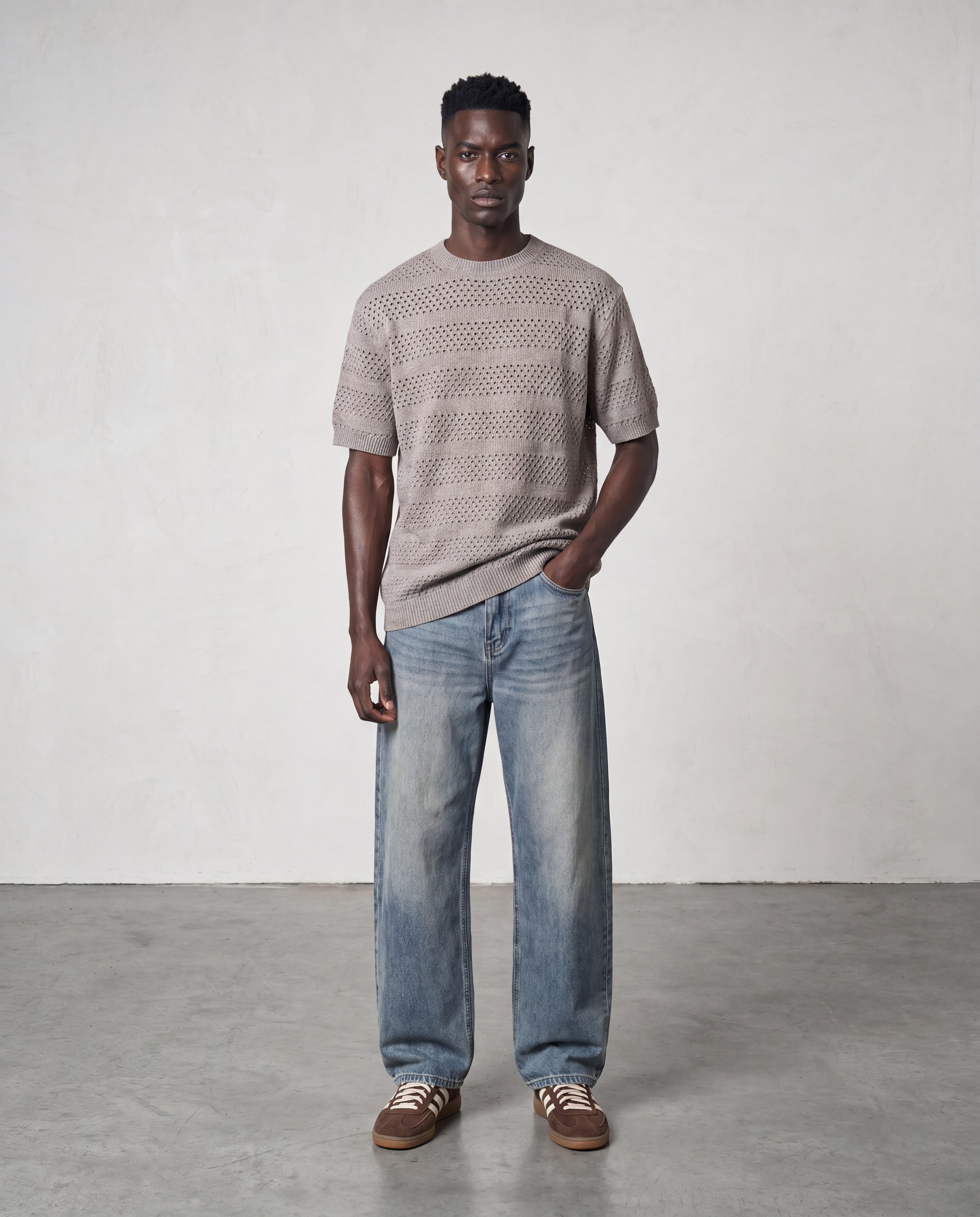 Wool Blend Tee - Khaki