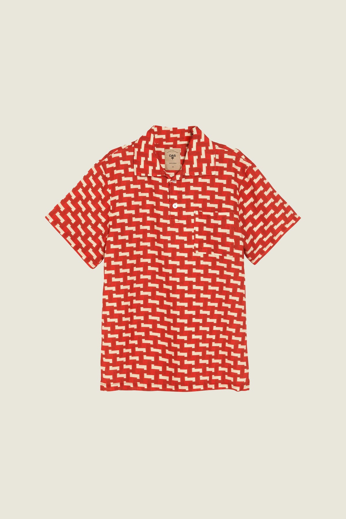 OAS Red Layer Zig Girona Linen Shirt