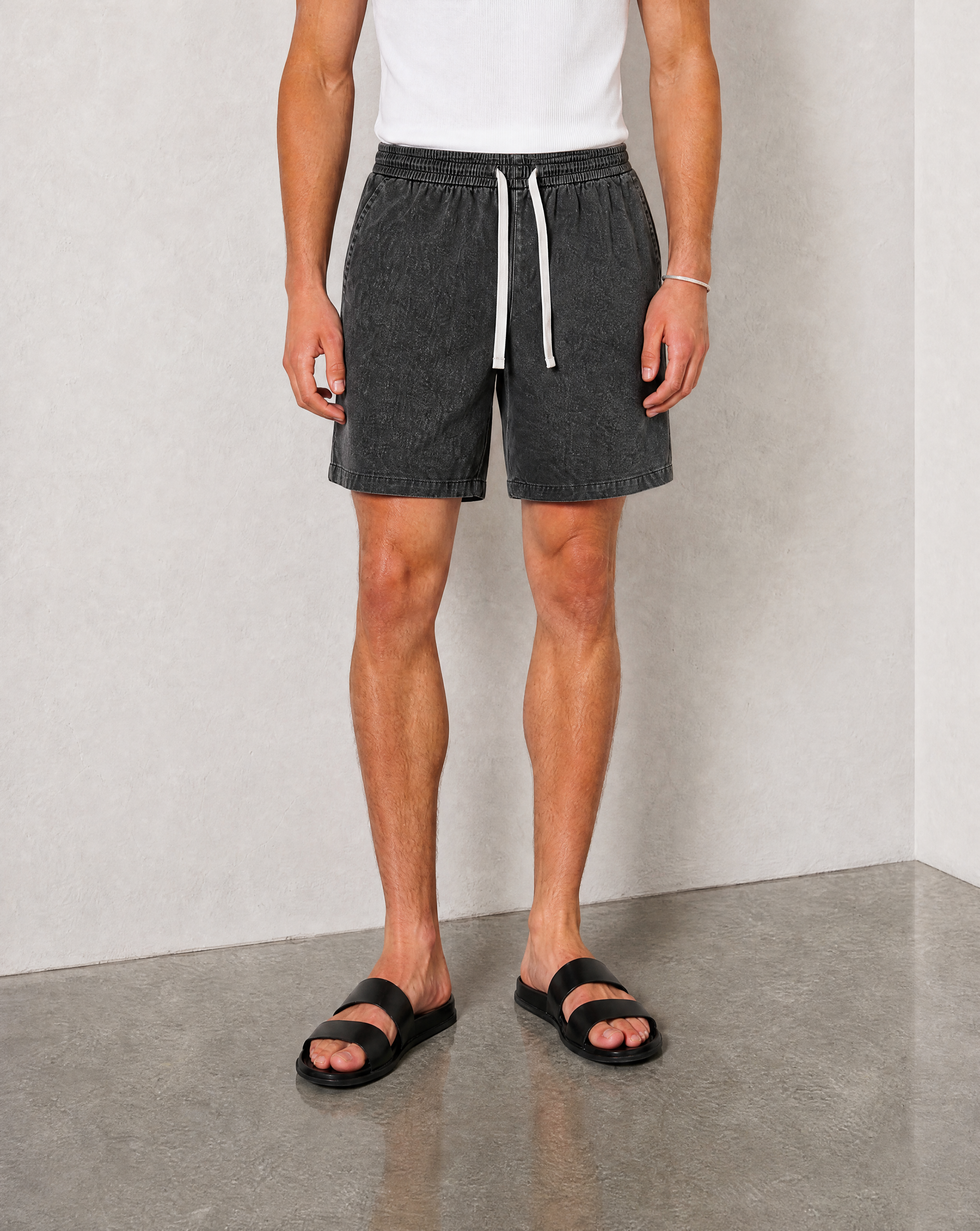 Hipland Washed All Day Shorts - Charcoal - front view