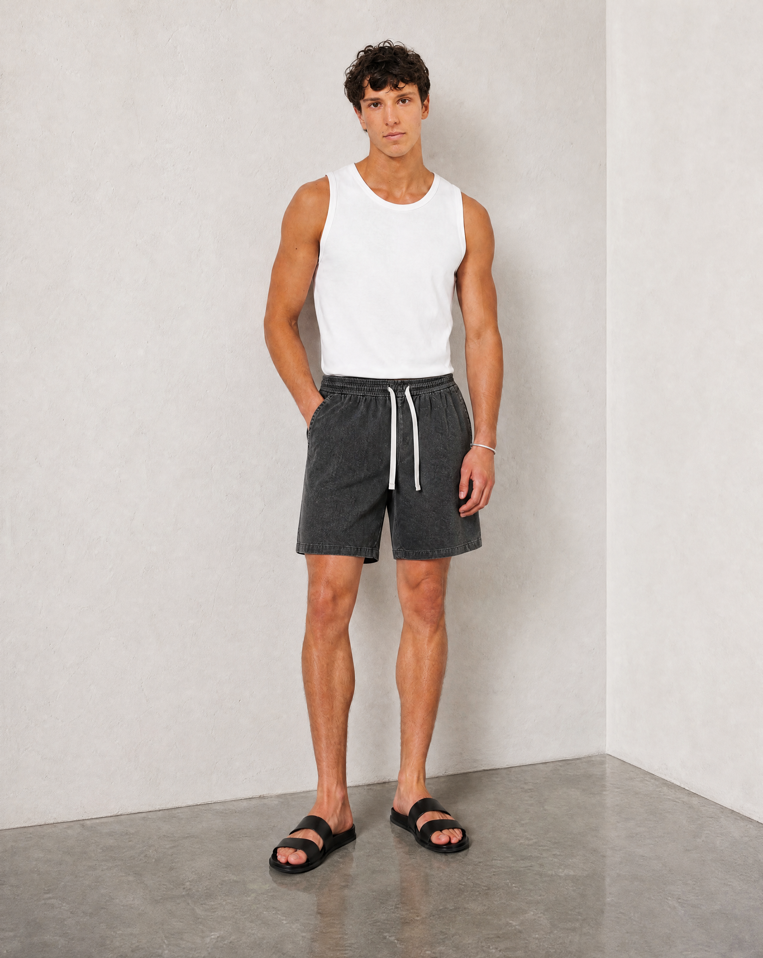 Hipland Washed All Day Shorts - Charcoal - back view