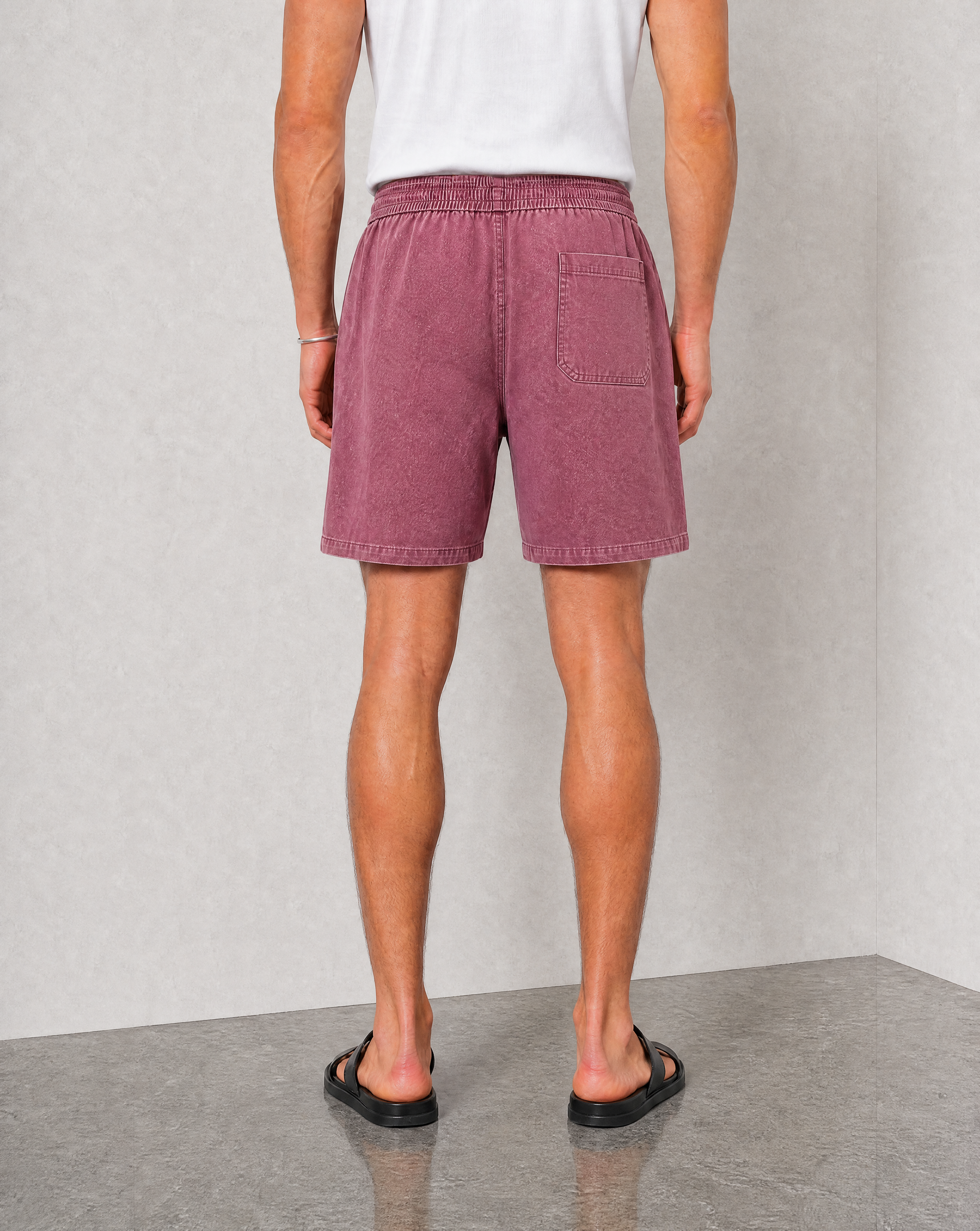 Hipland Washed All Day Shorts - Dusty Pink - back view