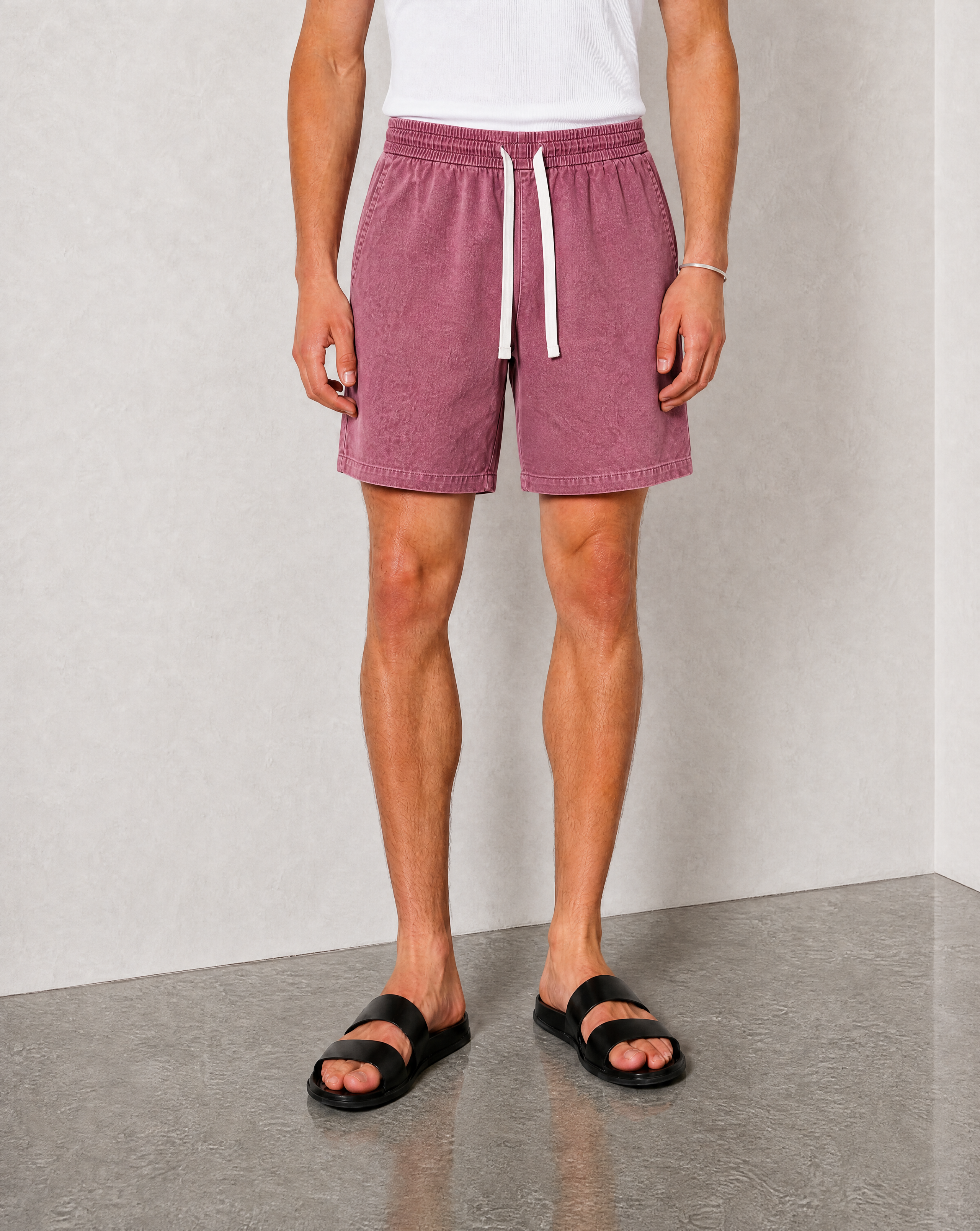 Hipland Washed All Day Shorts - Dusty Pink - front view