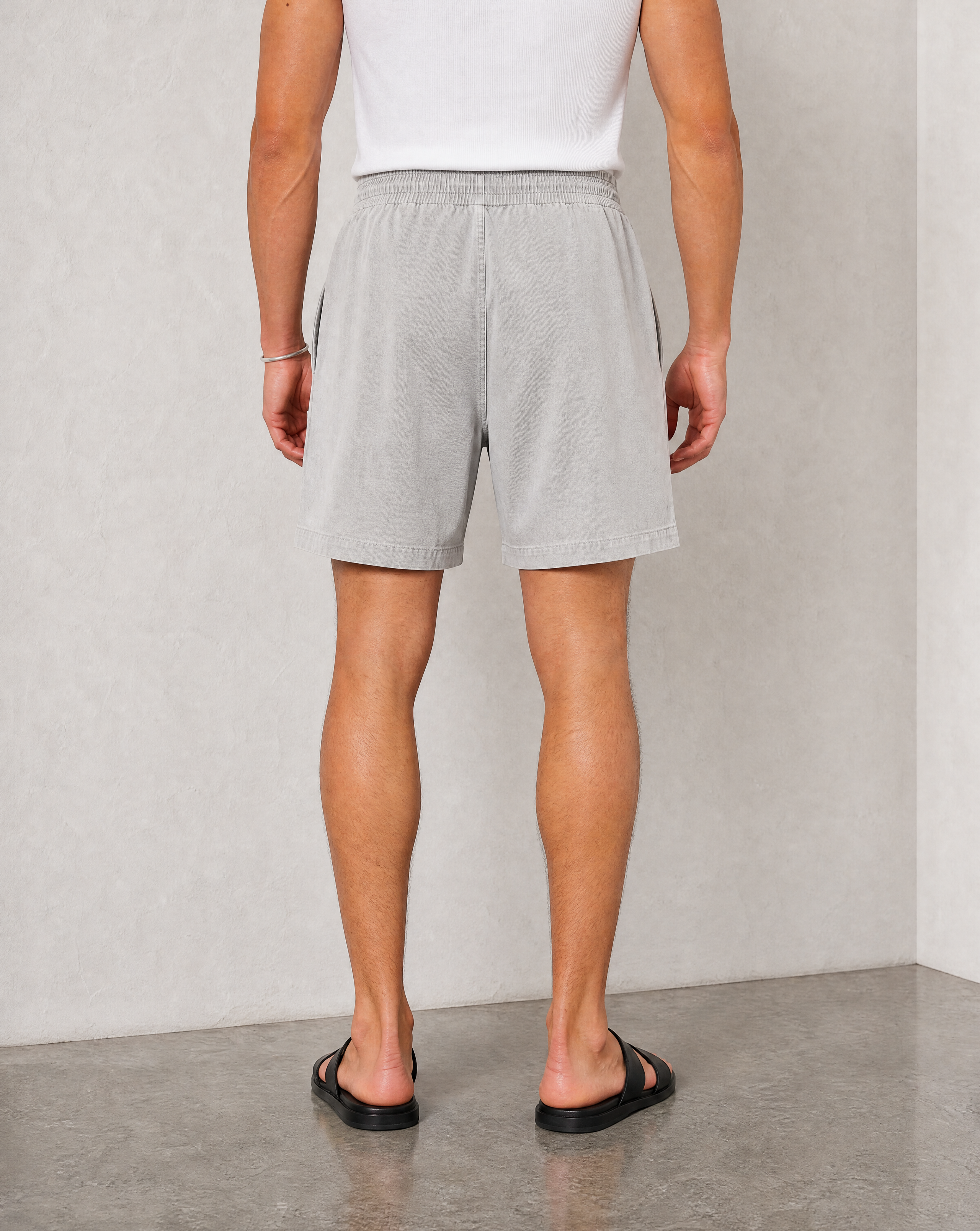 Hipland Washed All Day Shorts - Light Grey - back view