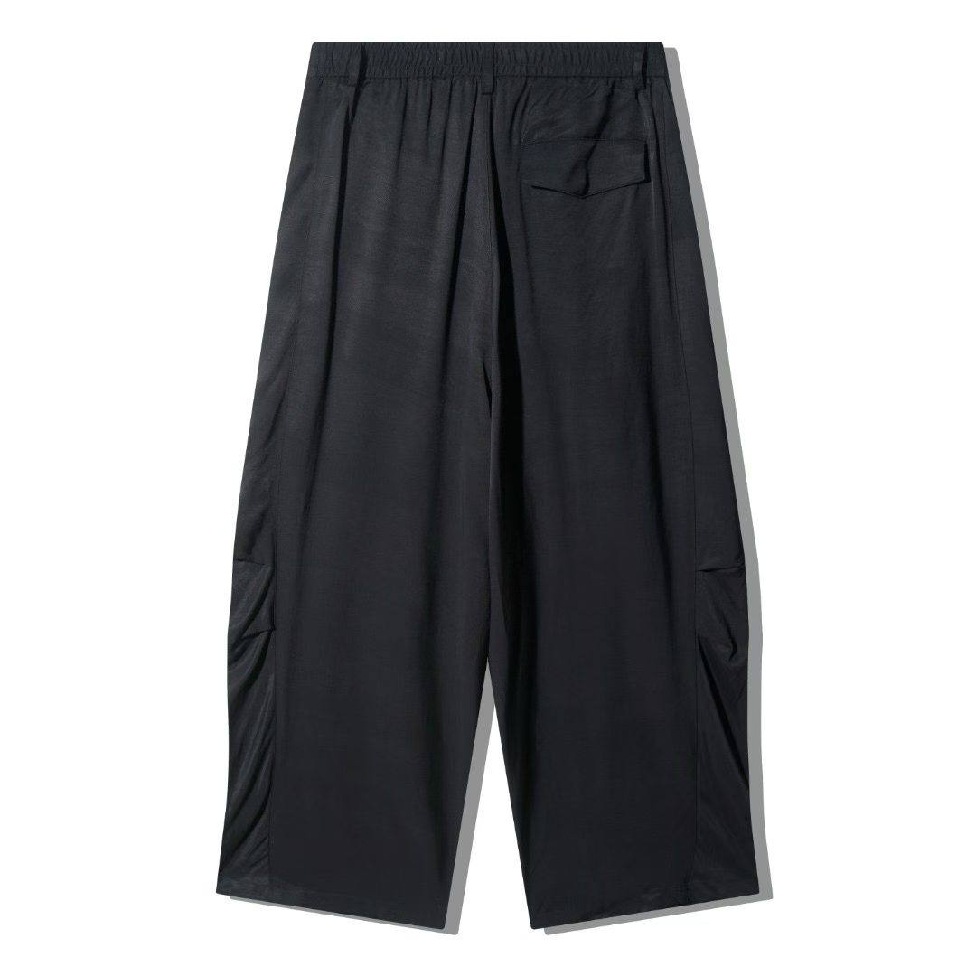 Wide-Leg Cropped Trousers - Black