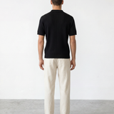Rib Knit Polo - Black