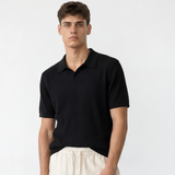 Rib Knit Polo - Black
