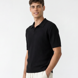Rib Knit Polo - Black