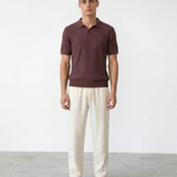 Rib Knit Polo - Burgundy