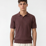 Rib Knit Polo - Burgundy