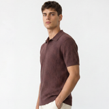 Rib Knit Polo - Burgundy