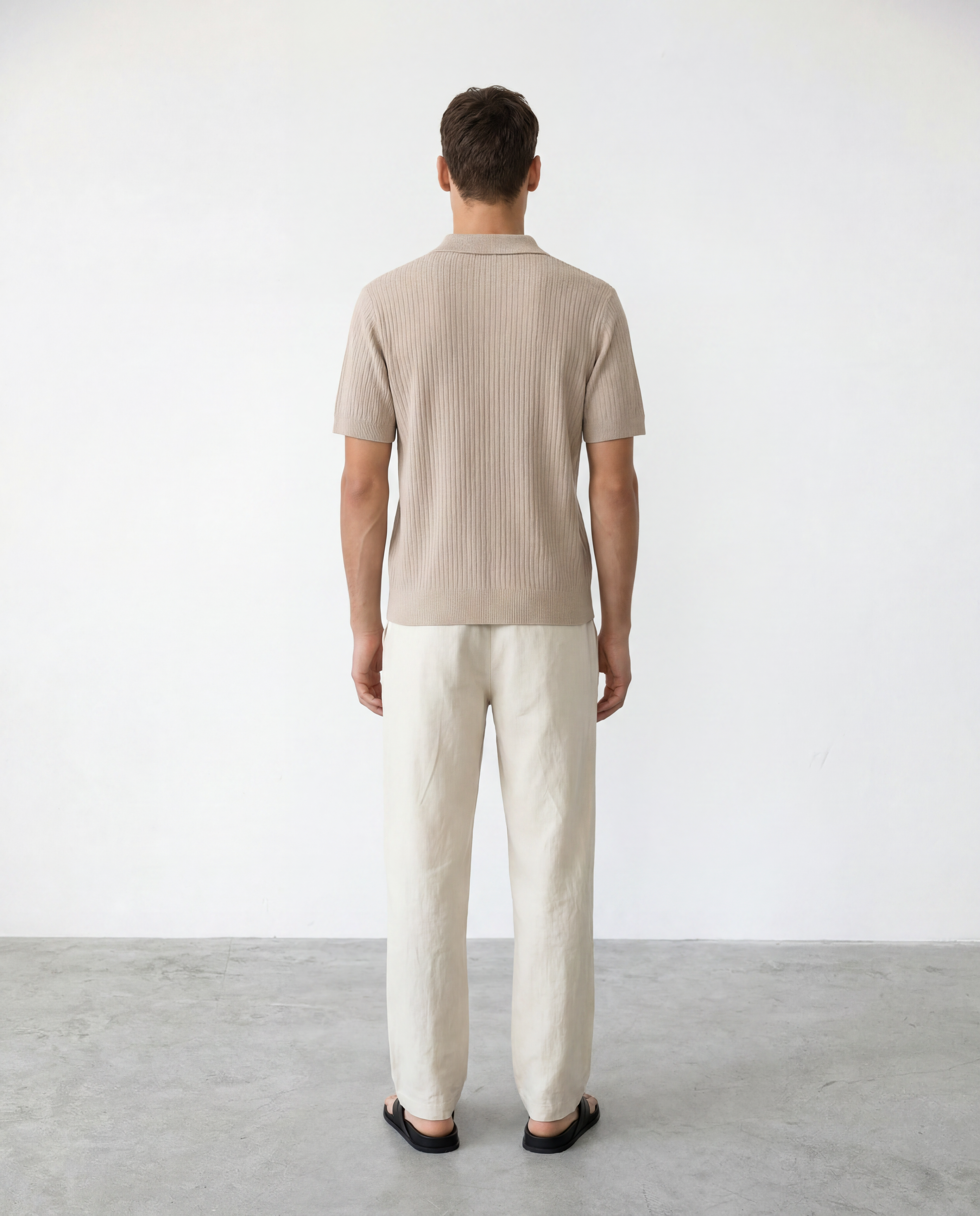 Rib Knit Polo - Cream
