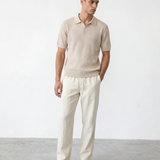 Rib Knit Polo - Cream