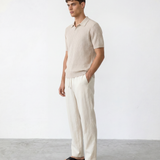 Rib Knit Polo - Cream