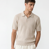 Rib Knit Polo - Cream