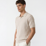 Rib Knit Polo - Cream