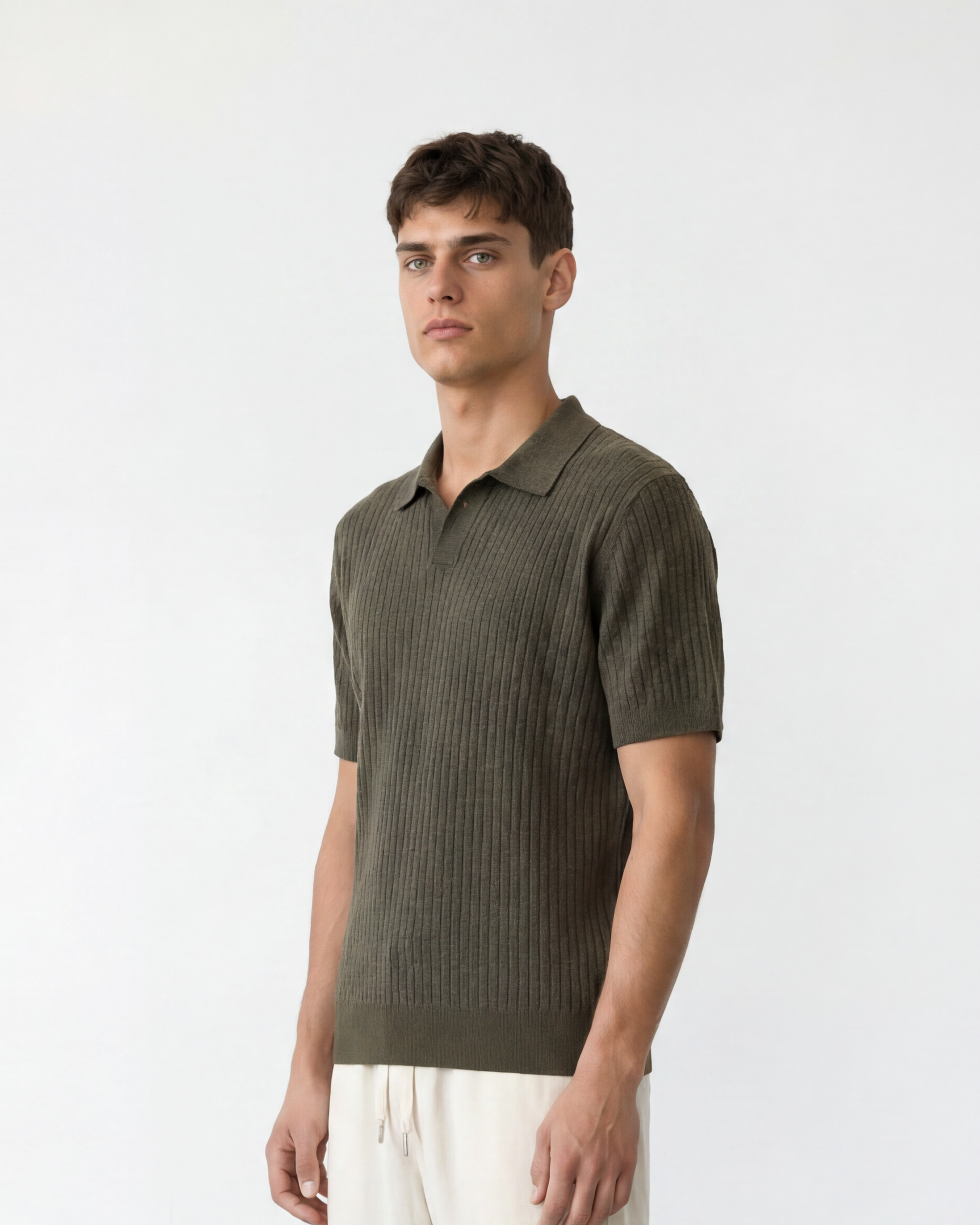 Rib Knit Polo - Olive
