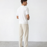 Rib Knit Polo - White