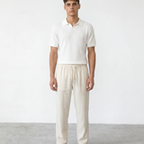 Rib Knit Polo - White