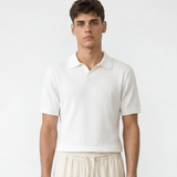 Rib Knit Polo - White