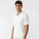 Rib Knit Polo - White
