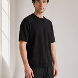 Slub Knit Tee - Black - front view